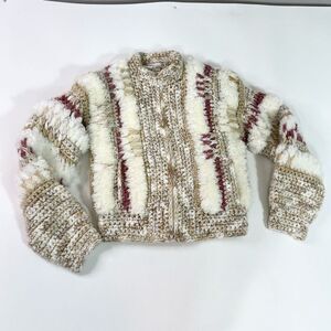 le sweater Jacket Womens Medium Multicolor Handknit Long Sleeve Boho Festival